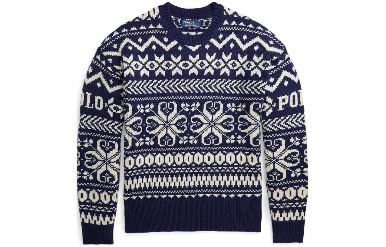 Polo Ralph Lauren SS24 Pattern Knit Crewneck Sweater Navy Blue 710A30458-001