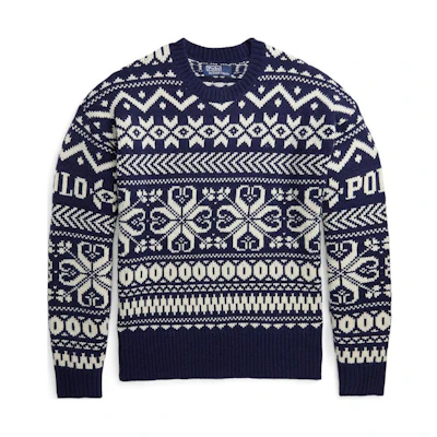 Polo Ralph Lauren SS24 Pattern Knit Crewneck Sweater Navy Blue 710A30458-001