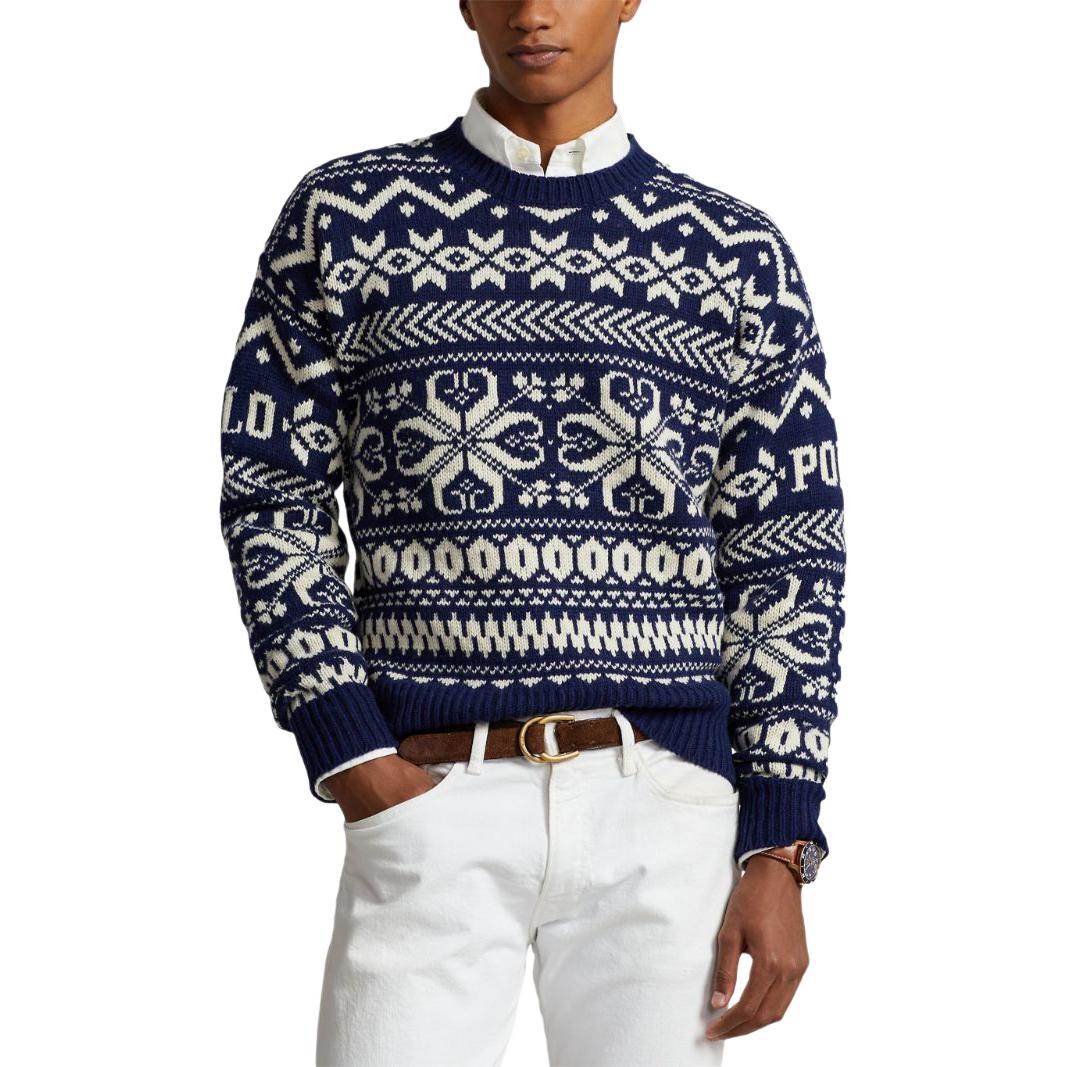 Polo Ralph Lauren SS24 Pattern Knit Crewneck Sweater Navy Blue 710A30458-001 圖 5