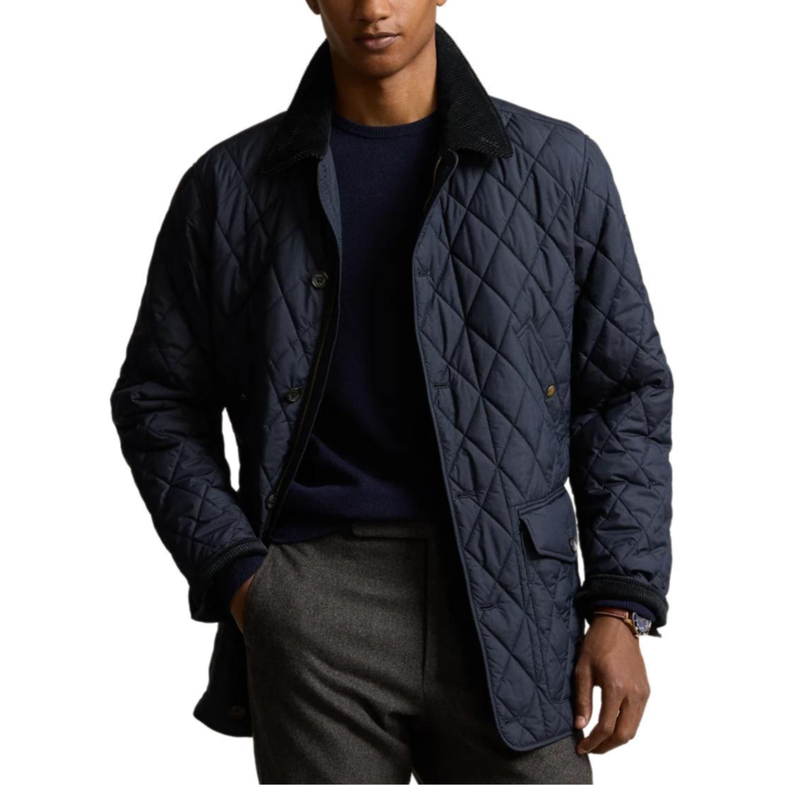 Polo Ralph Lauren SS24 Quilted Long Sleeve Cotton Jacket Navy Blue for Men MNPOOTW12820096-410 圖 4