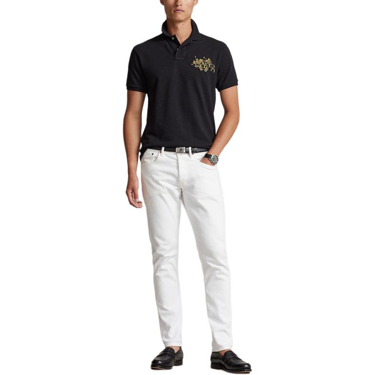 Lookbook Polo Ralph Lauren 男士SS24修身印花黑色圆领T恤。 MNPOKNI1N822583-001