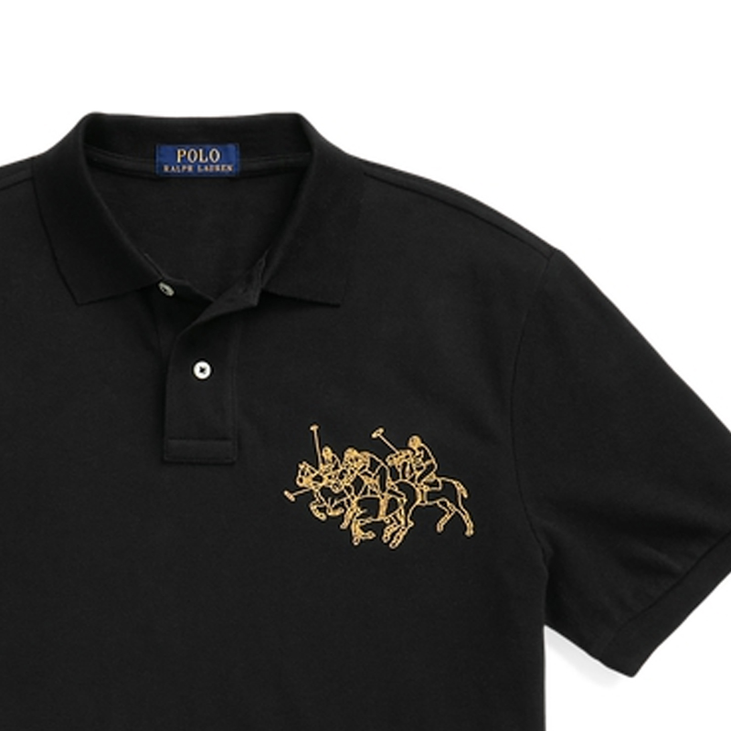 Sizing Polo Ralph Lauren 男士SS24修身印花黑色圆领T恤。 MNPOKNI1N822583-001
