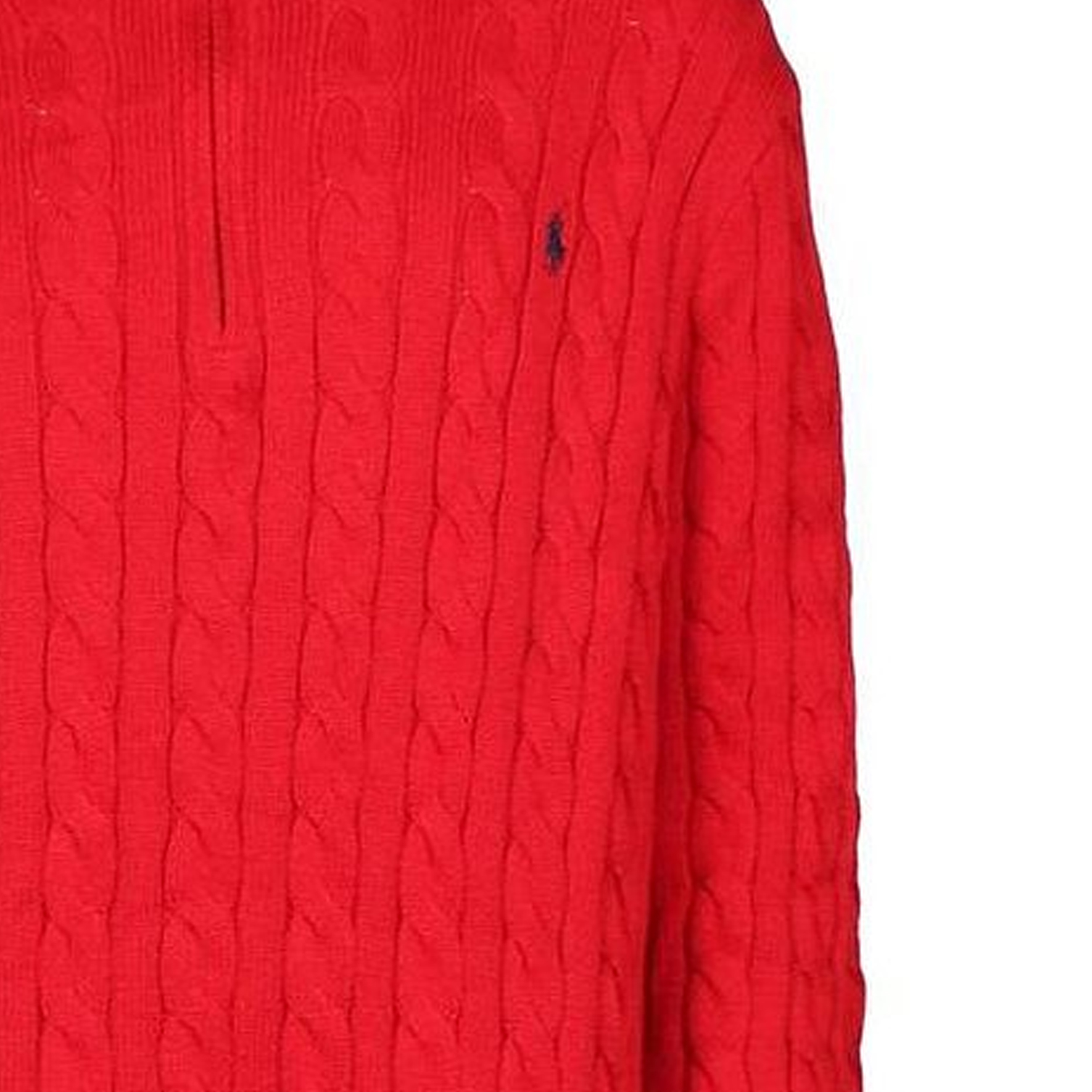 Shop Polo Ralph Lauren SS24 Solid Cable Knit Logo Embroidered Red Sweater Men. 710919213-012
