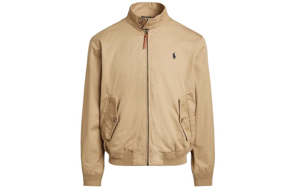 Polo Ralph Lauren SS24 Solid Logo Embroidered Harrington Jacket Brown Mens. MNPOOTW16021290-260