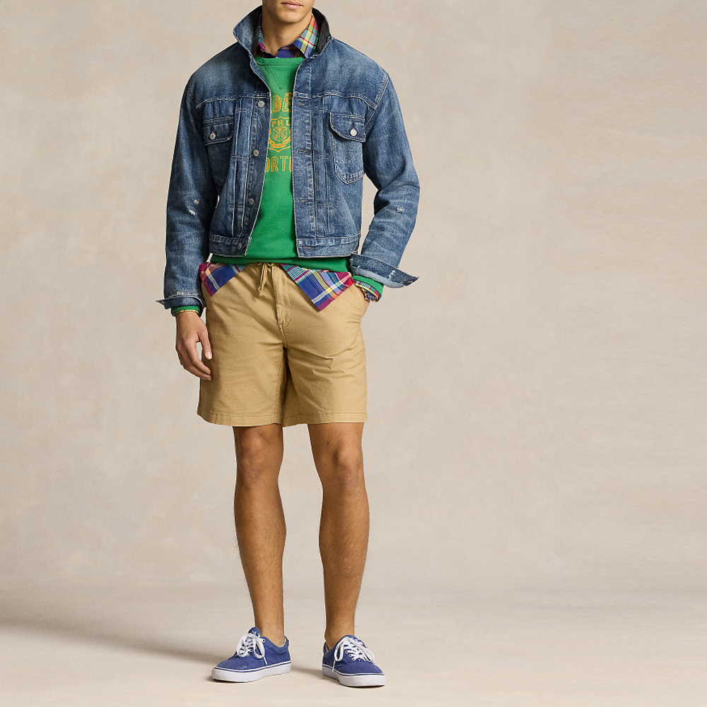 Lookbook Polo Ralph Lauren SS24 男士棕色中腰直筒休閒短褲 MNPOSHO14G20453-250