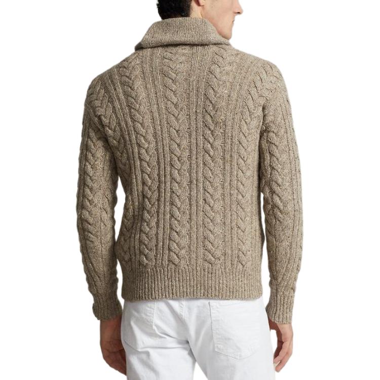 Polo Ralph Lauren SS24 Solid Shawl Collar Knit Long Sleeve Sweater Brown Men. MNPOSWE16821790-200 圖 4