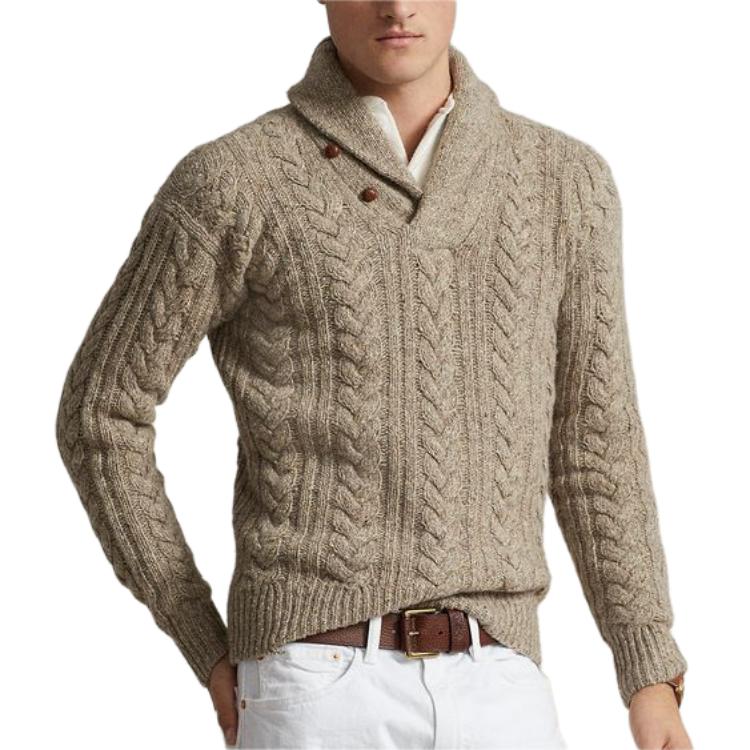 Polo Ralph Lauren SS24 Solid Shawl Collar Knit Long Sleeve Sweater Brown Men. MNPOSWE16821790-200 圖 5