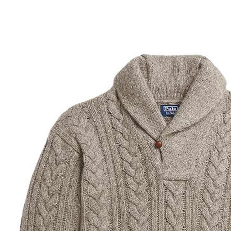 Polo Ralph Lauren SS24 Solid Shawl Collar Knit Long Sleeve Sweater Brown Men. MNPOSWE16821790-200 圖 6