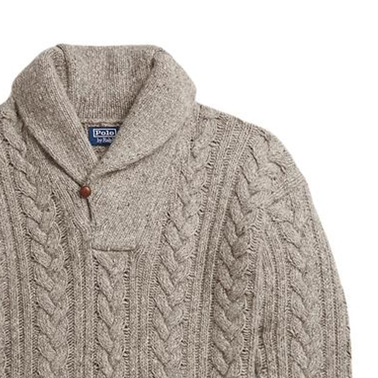 Polo Ralph Lauren SS24 Solid Shawl Collar Knit Long Sleeve Sweater Brown Men. MNPOSWE16821790-200 圖 7