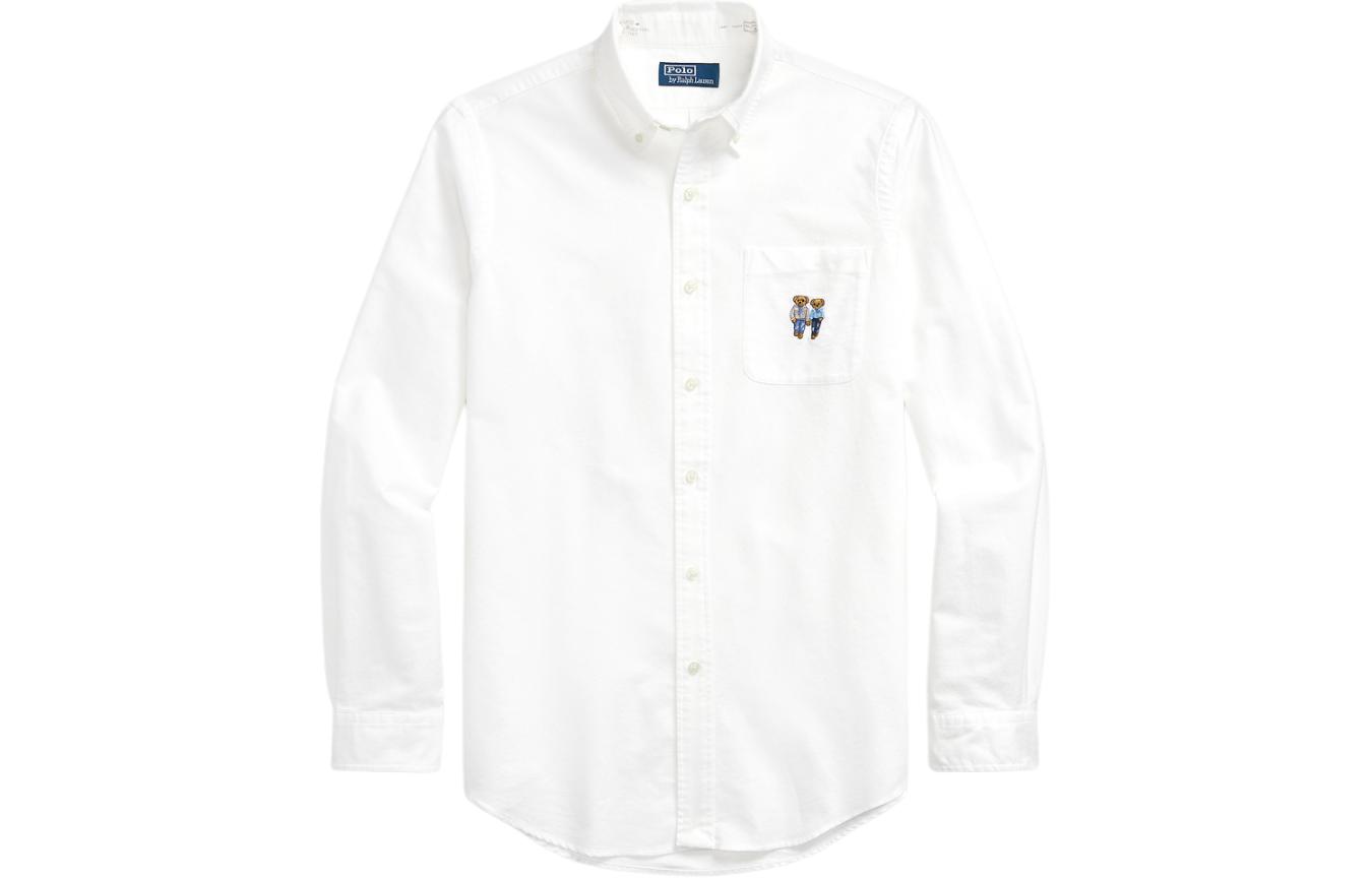 Polo Ralph Lauren SS24 White Bear Embroidery Casual Long Sleeve Shirt Men MNPOWOV16823457-100