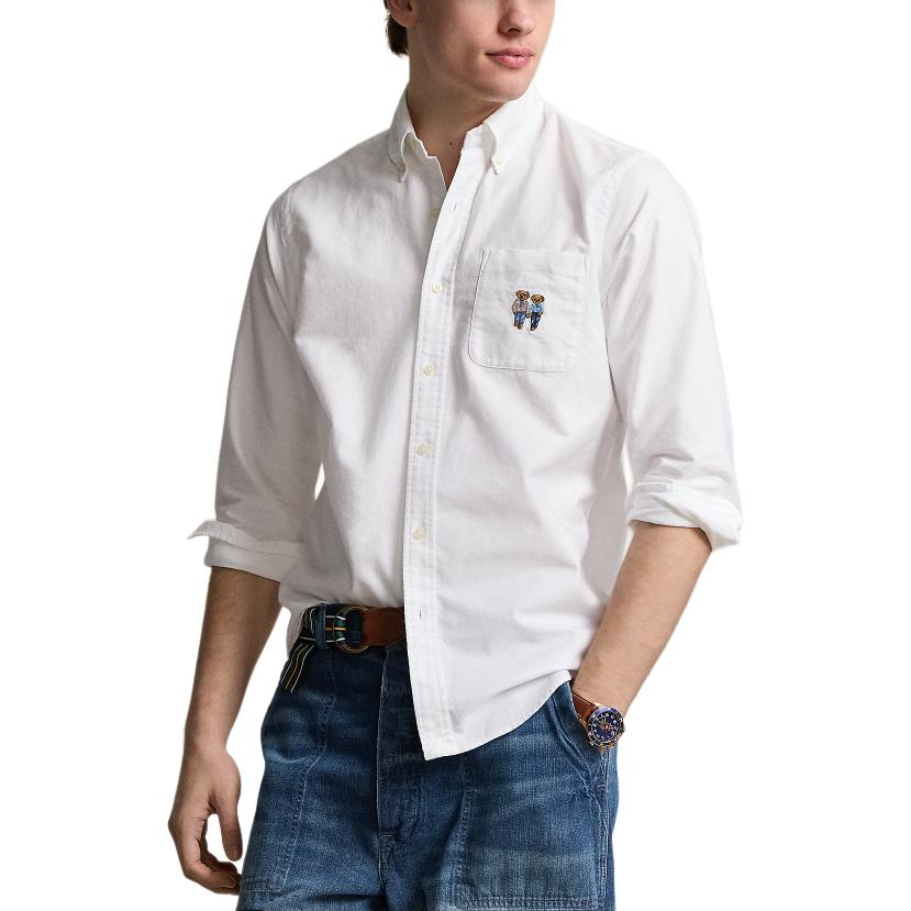 Polo Ralph Lauren SS24 White Bear Embroidery Casual Long Sleeve Shirt Men MNPOWOV16823457-100 圖 5