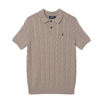 Polo Ralph Lauren SS25 Cable Knit Embroidered Pony Logo Short Sleeve Polo Shirt MNPOSWE1N820034-101