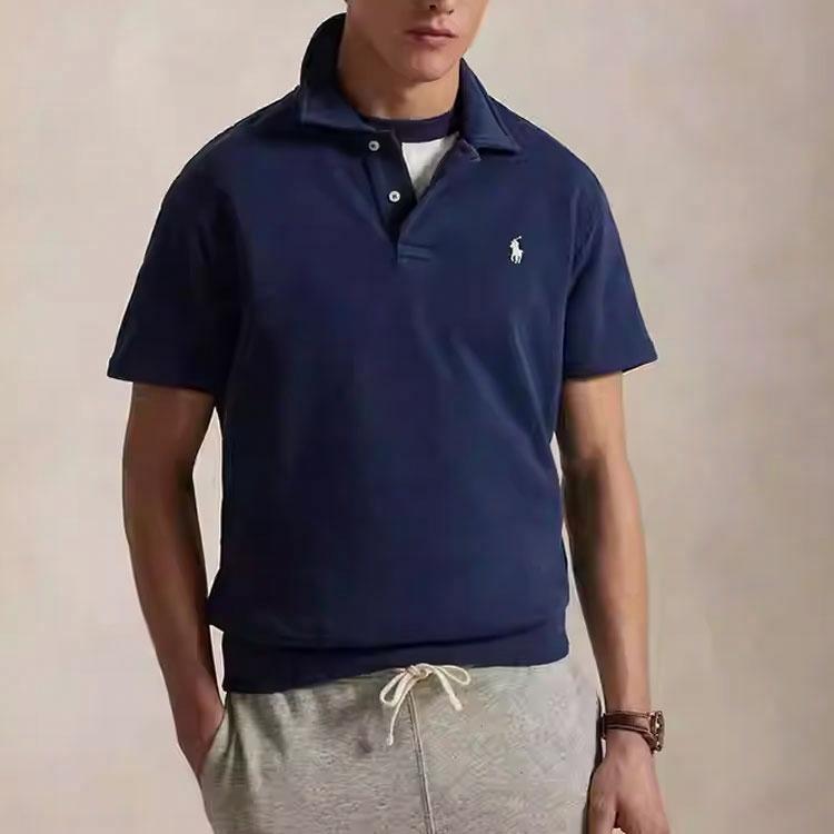 Polo Ralph Lauren SS25  Cotton Short-Sleeve Solid Polo Shirt Navy Blue. MNPOKNI1N823408-410 圖 3