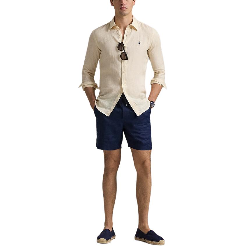 Polo Ralph Lauren SS25  Cream Linen Long-Sleeve Shirt with Pony Embroidery. MNPOWOV16824237-101 圖 3