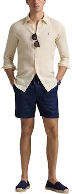 Polo Ralph Lauren SS25 米白色亞麻長袖襯衫,馬球刺繡設計。 MNPOWOV16824237-101 Lookbook Polo Ralph Lauren SS25 米白色亞麻長袖襯衫,馬球刺繡設計。 MNPOWOV16824237-101
