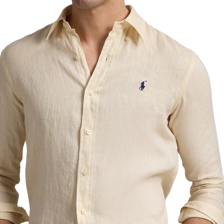 Polo Ralph Lauren SS25  Cream Linen Long-Sleeve Shirt with Pony Embroidery. MNPOWOV16824237-101 圖 6
