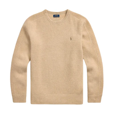 Polo Ralph Lauren SS25 Knit Waffle Long Sleeve Sweater Sand Dune Color MNPOSWE16822131-200