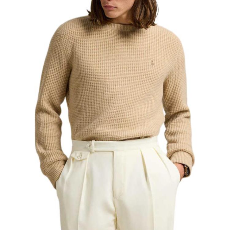 Polo Ralph Lauren SS25  Knit Waffle Long Sleeve Sweater Sand Dune Color MNPOSWE16822131-200 圖 4