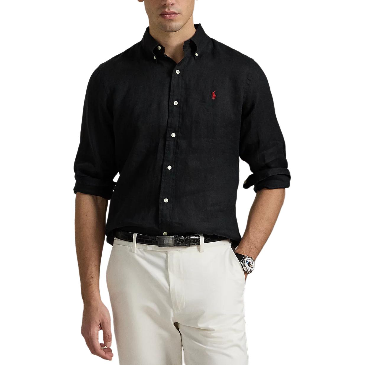 Polo Ralph Lauren SS25  Long-Sleeve Cotton Linen Shirt with Pony Logo Embroidery. 710975540-005 圖 4