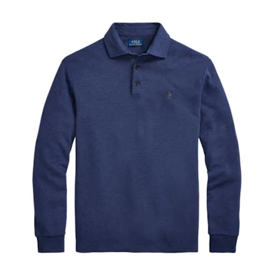 Polo Ralph Lauren SS25 Long Sleeve Solid Color Button Polo Shirt Blue 710951683001
