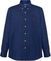 Order Polo Ralph Lauren SS25 海軍藍長袖棉麻襯衫 刺繡標誌款 710975540-003