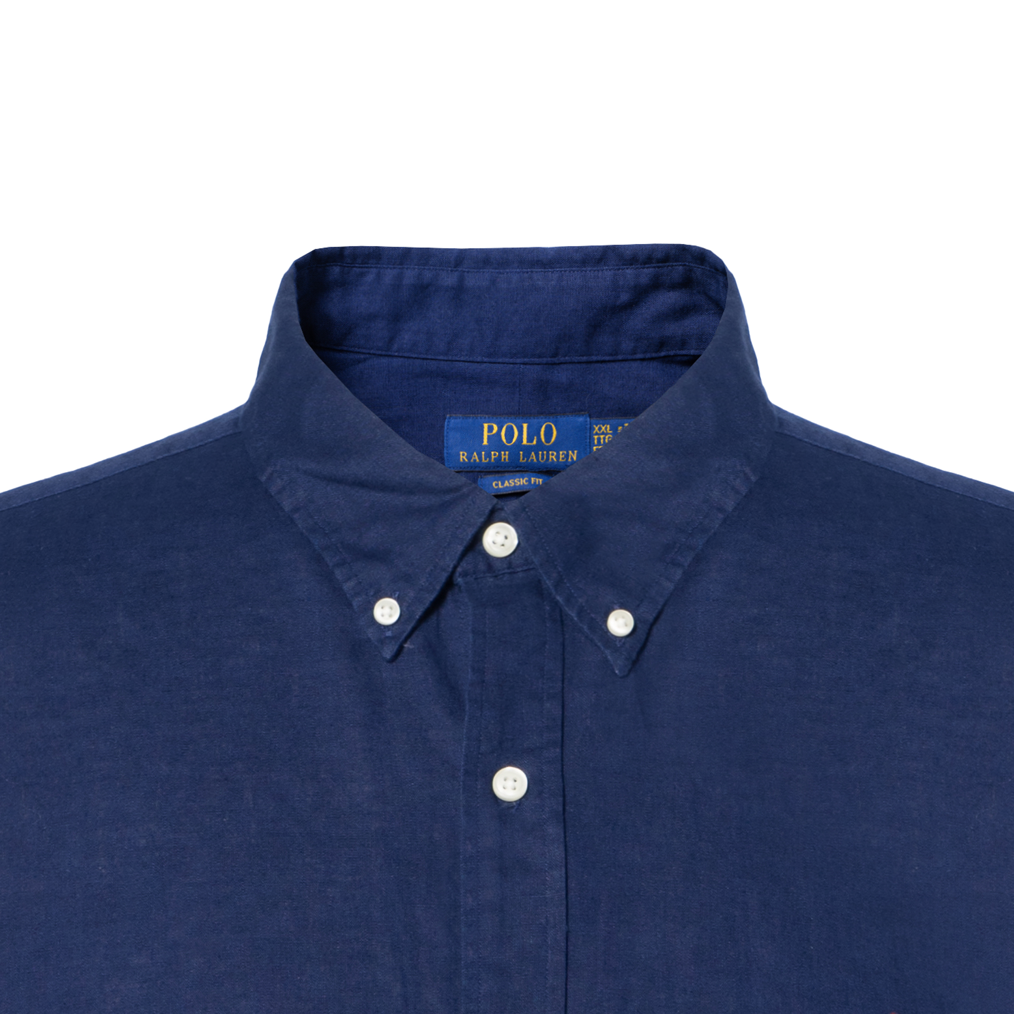 Cheap Polo Ralph Lauren SS25 海軍藍長袖棉麻襯衫 刺繡標誌款 710975540-003