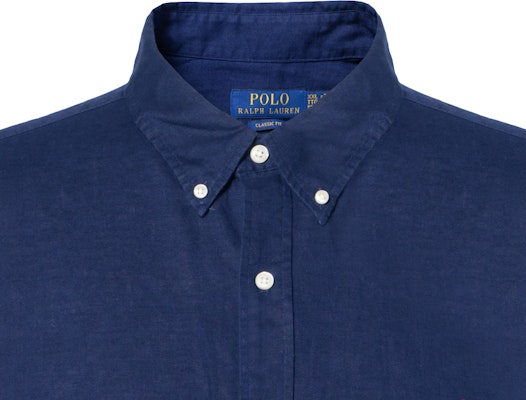 Polo Ralph Lauren SS25 海軍藍長袖棉麻襯衫 刺繡標誌款 710975540-003 Cheap Polo Ralph Lauren SS25 海軍藍長袖棉麻襯衫 刺繡標誌款 710975540-003