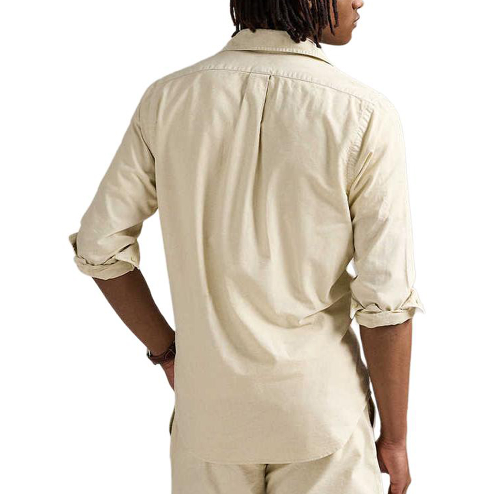 Polo Ralph Lauren SS25  Solid Embroidered Cotton Long-Sleeve Shirt Beige. MNPOWOV16824252-101 圖 5
