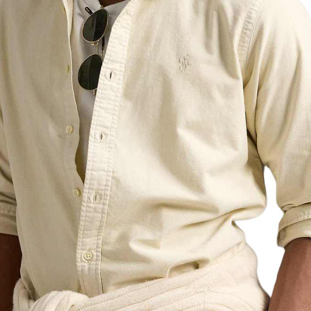 Polo Ralph Lauren SS25  Solid Embroidered Cotton Long-Sleeve Shirt Beige. MNPOWOV16824252-101 圖 6