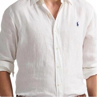 Polo Ralph Lauren SS25 Camisa Blanca Manga Larga Algodón-Lino con Logo Pony. 710975540-001 Shop Polo Ralph Lauren SS25 Camisa Blanca Manga Larga Algodón-Lino con Logo Pony. 710975540-001