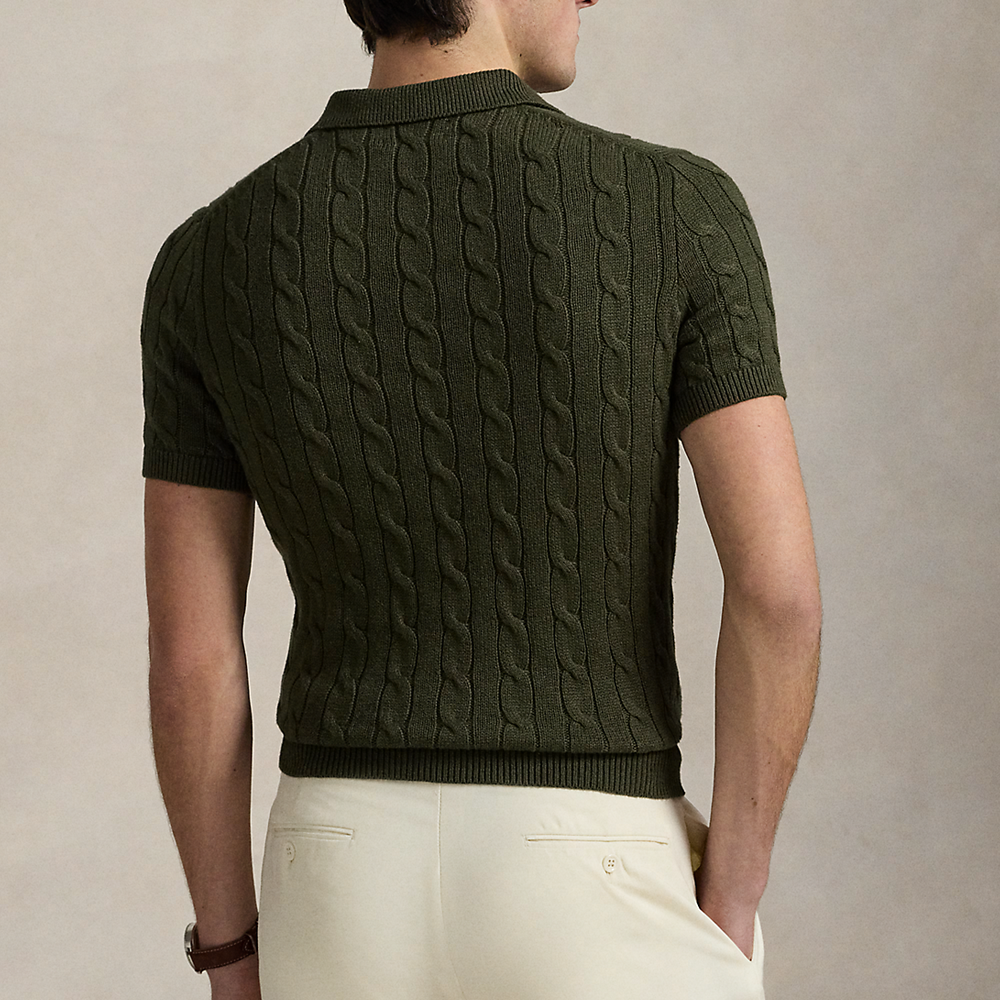 Polo Ralph Lauren SS25 Cable-Knit Cotton Polo Sweater  Alpine Green. MNPOSWE1N820054-300 圖 5