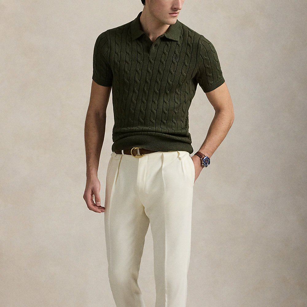 Polo Ralph Lauren SS25 Cable-Knit Cotton Polo Sweater  Alpine Green. MNPOSWE1N820054-300 圖 6