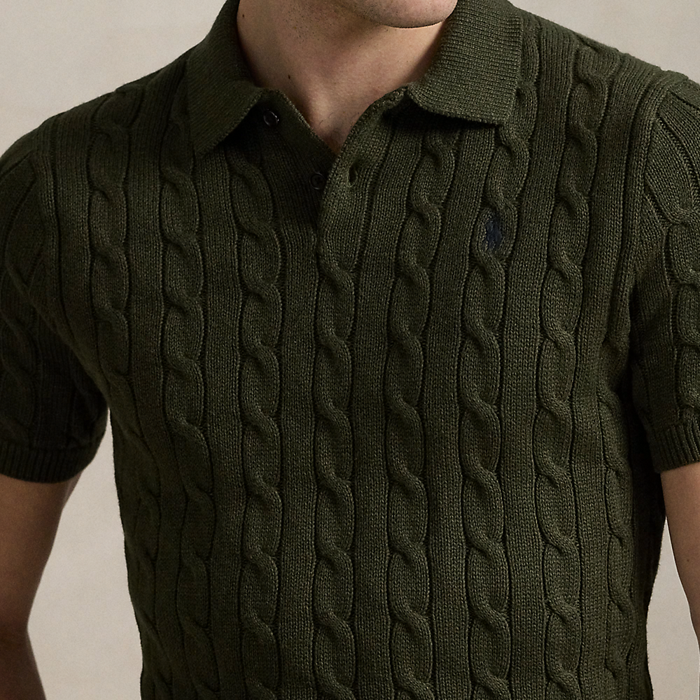 Polo Ralph Lauren SS25 Cable-Knit Cotton Polo Sweater  Alpine Green. MNPOSWE1N820054-300 圖 7