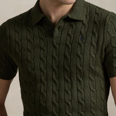 폴로 랄프 로렌 SS25 케이블 니트 코튼 폴로 스웨터 알파인 그린. MNPOSWE1N820054-300 Sizing 폴로 랄프 로렌 SS25 케이블 니트 코튼 폴로 스웨터 알파인 그린. MNPOSWE1N820054-300