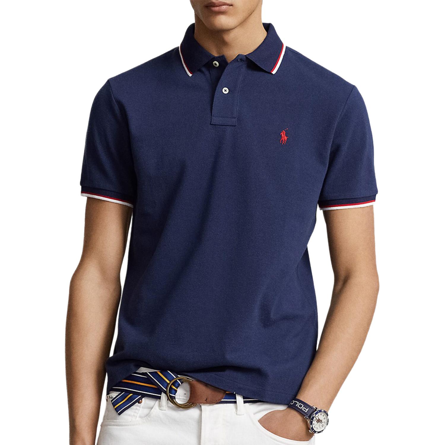 Polo Ralph Lauren SS25 Classic Fit Solid Stripe Trim Navy Blue  Polo Shirt 710903632-005 圖 3