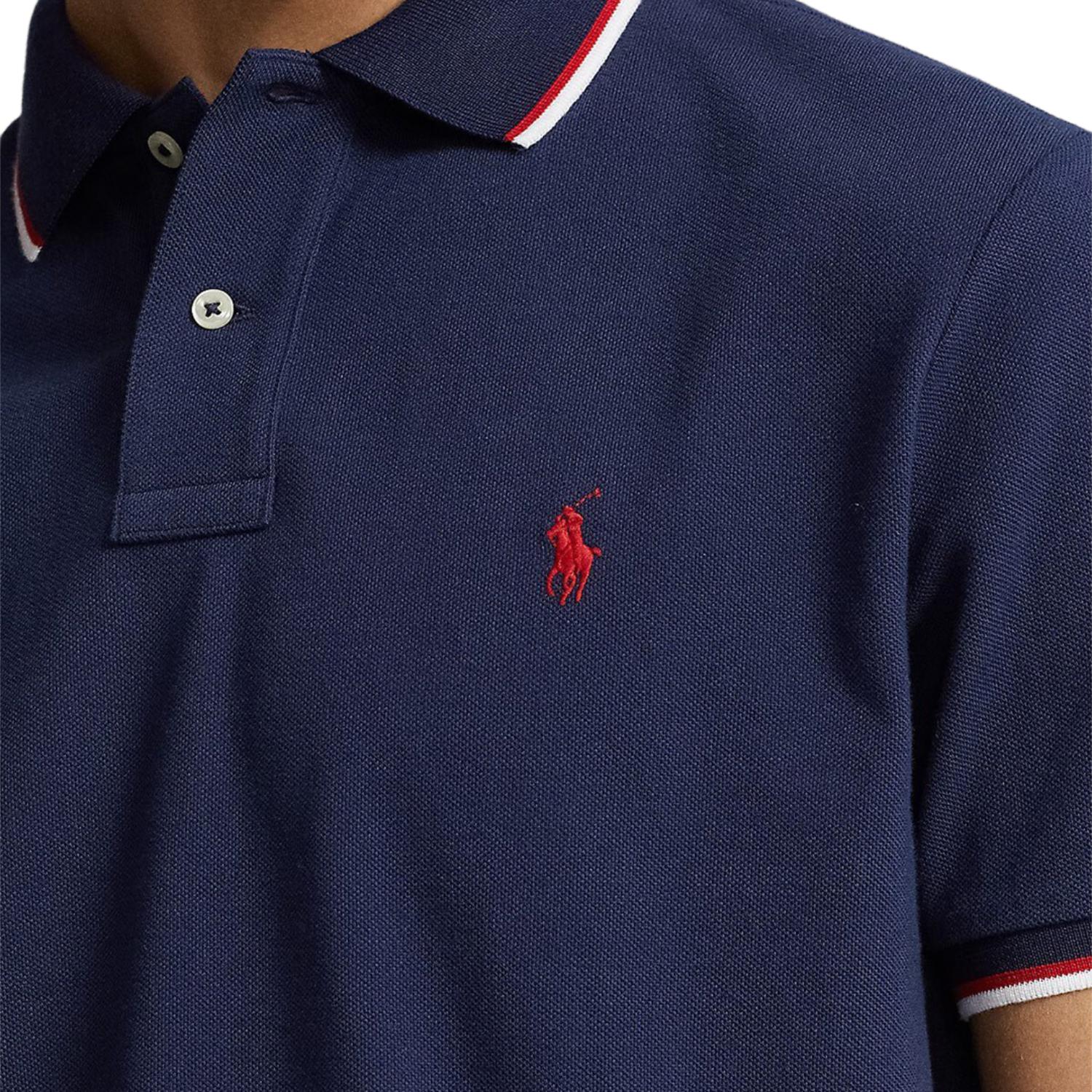 Polo Ralph Lauren SS25 Classic Fit Solid Stripe Trim Navy Blue  Polo Shirt 710903632-005 圖 6