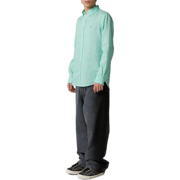 Polo Ralph Lauren SS25 Embroidered Logo Long Sleeve Shirt Men’s Blue. 710966294-011 圖 4