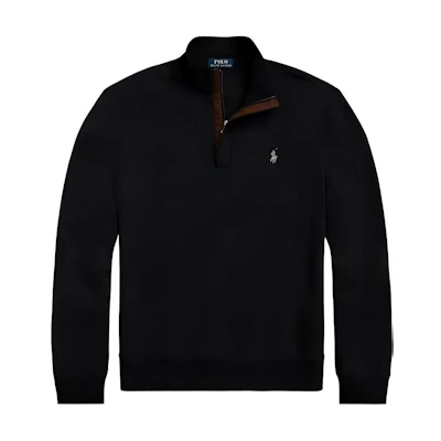 Polo Ralph Lauren SS25 Half-Zip Embroidered Logo Long Sleeve Sweatshirt Black Men 710890534031