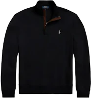Order Polo Ralph Lauren SS25 Half-Zip Embroidered Logo Long Sleeve Sweatshirt Black Men 710890534031