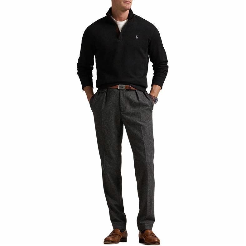 Purchase Polo Ralph Lauren SS25刺繡logo黑色半拉鍊長袖運動衫 男款 710890534031