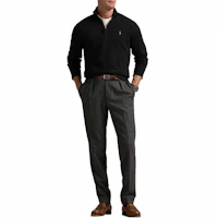 Purchase Polo Ralph Lauren SS25 Half-Zip Embroidered Logo Long Sleeve Sweatshirt Black Men 710890534031