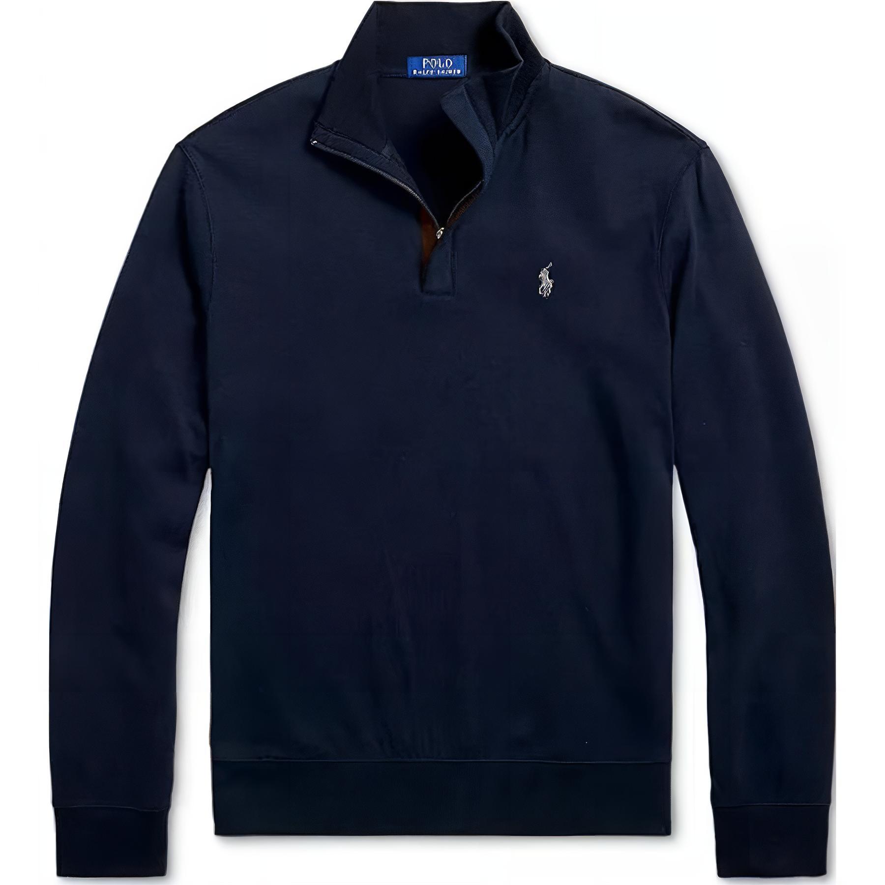 Polo Ralph Lauren SS25 Navy Blue Half-Zip Logo Embroidered Sweatshirt 710890534-028
