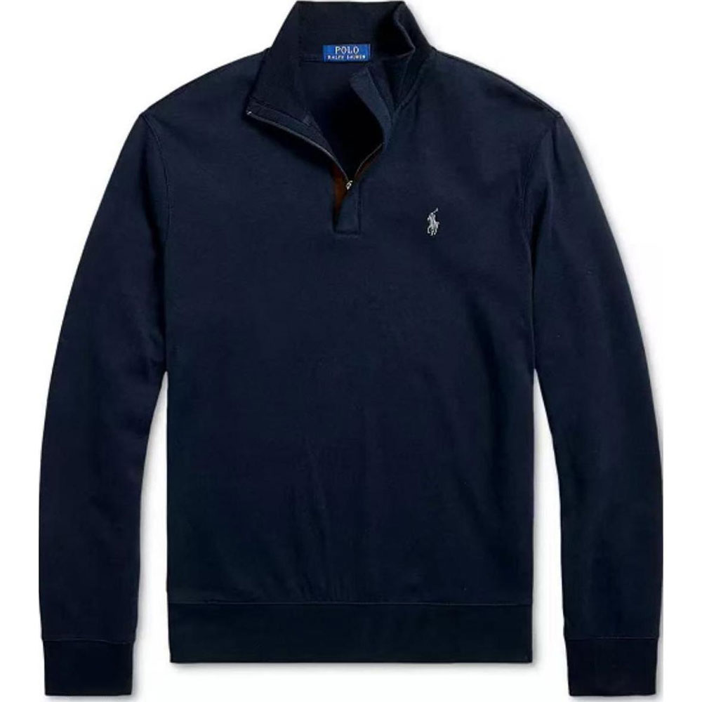 Order Polo Ralph Lauren SS25 Navy Blue Sweatshirt Logo Sulaman Half-Zip 710890534-028