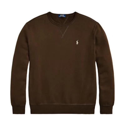Polo Ralph Lauren SS25 Solid Color Embroidered Crewneck Knit Sweatshirt Brown 710825900-014