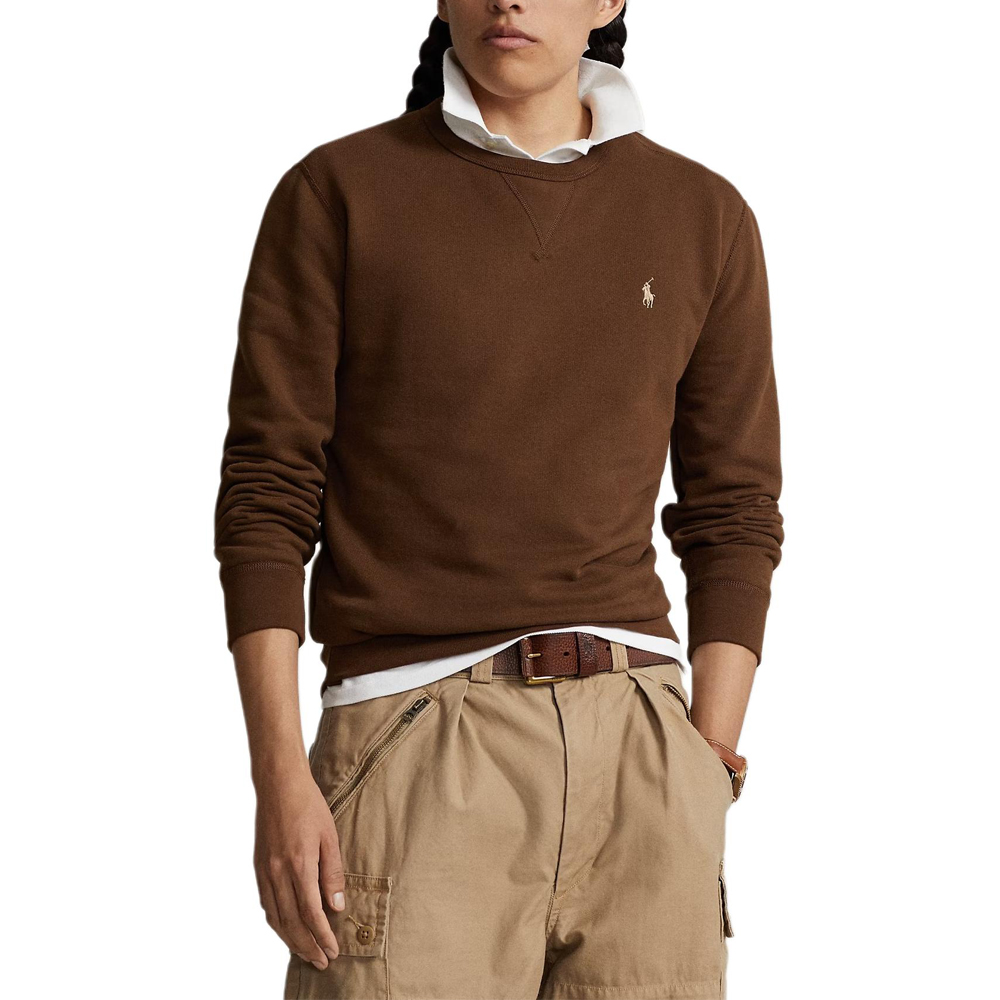 Order 폴로 랄프 로렌 SS25 자수 크루넥 스웨트셔츠 브라운 710825900-014