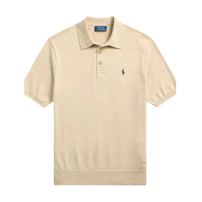 Polo Ralph Lauren SS25 Solid Color Embroidered Pony Short Sleeve Polo Khaki Shirt 710950158-006
