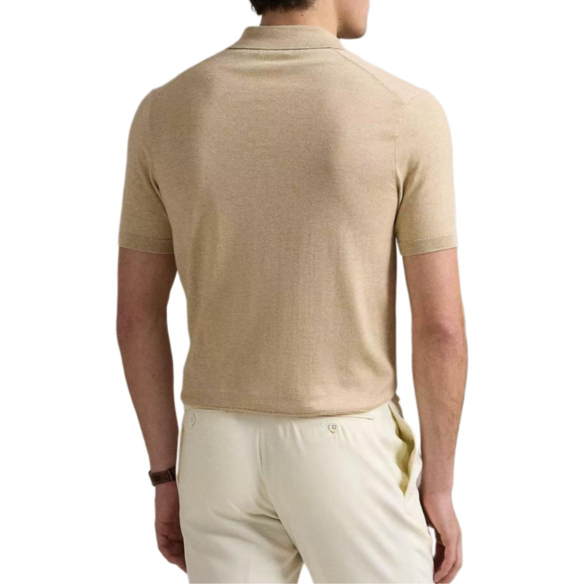 Shop Polo Ralph Lauren SS25 Baju Polo Lengan Pendek Khaki Sulam Logo Pony. 710950158-006