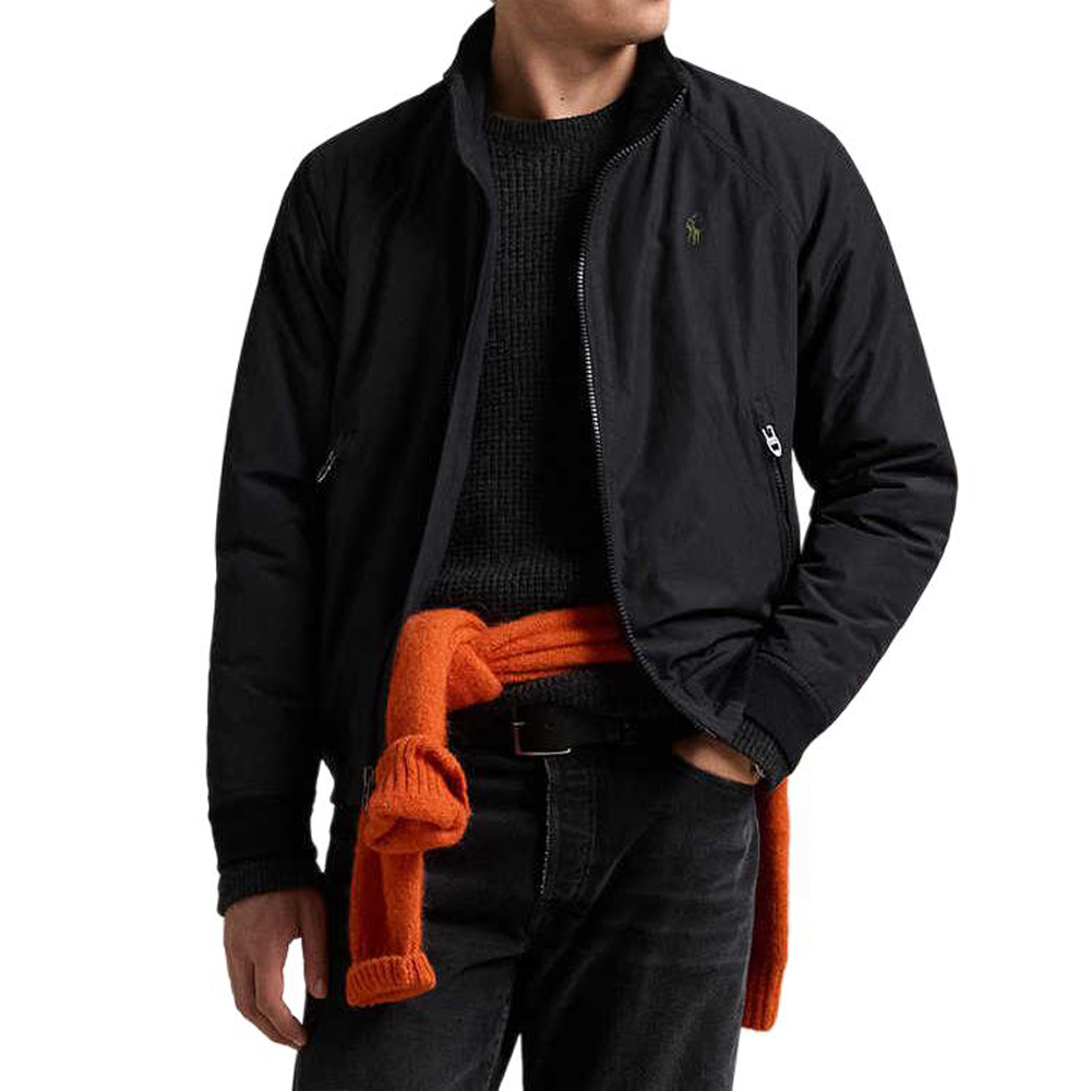 Polo Ralph Lauren SS25 Solid Color Stand Collar Raglan Jacket Black Men 710962340002 圖 3