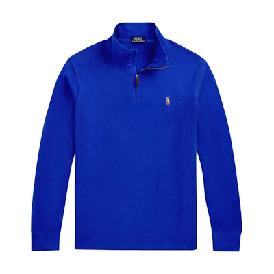Polo Ralph Lauren SS25 Solid Pony Logo Half-Zip Long Sleeve Polo Blue . 710671929-067