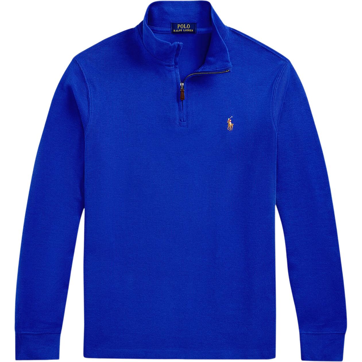 Order Polo Ralph Lauren SS25 Logo Kuda Separuh Zip Lengan Panjang Biru. 710671929-067